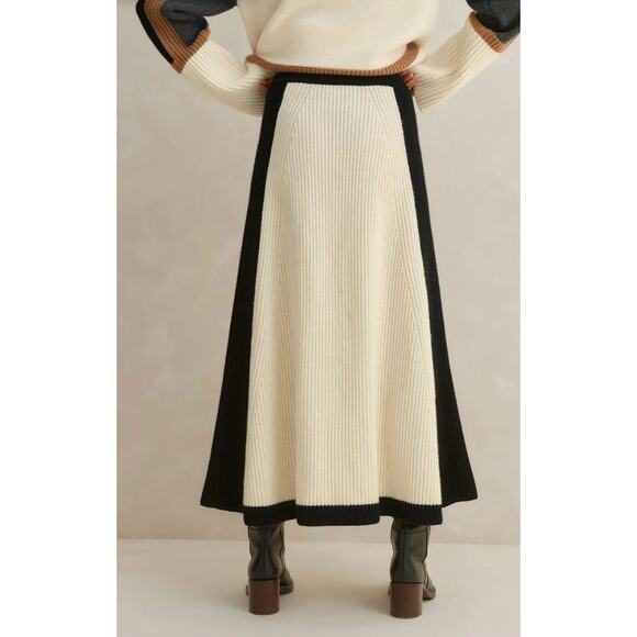 Me+Em Contrast Panel Wool Cashmere Blend Midi Skirt size XS - Picture 2 of 7